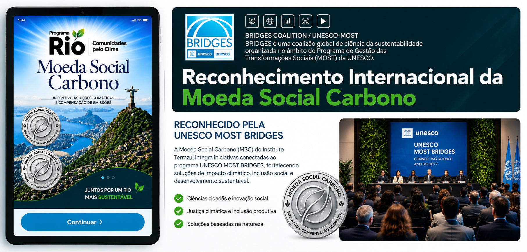 Reconhecimento internacional da Moeda Social Carbono: UNESCO MOST BRIDGES, ciências cidadãs, justiça climática e soluções baseadas na natureza