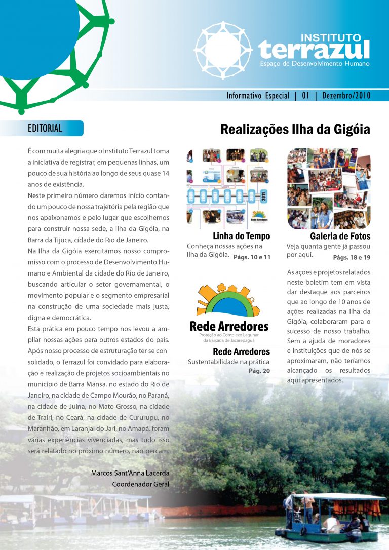 Capa: Boletim Institucional — Realizações