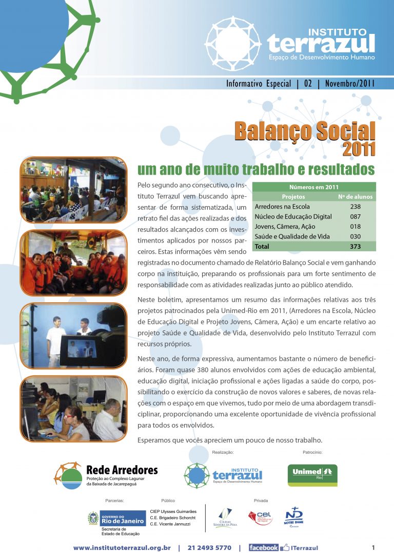 Capa: Boletim Institucional — Balanço Social